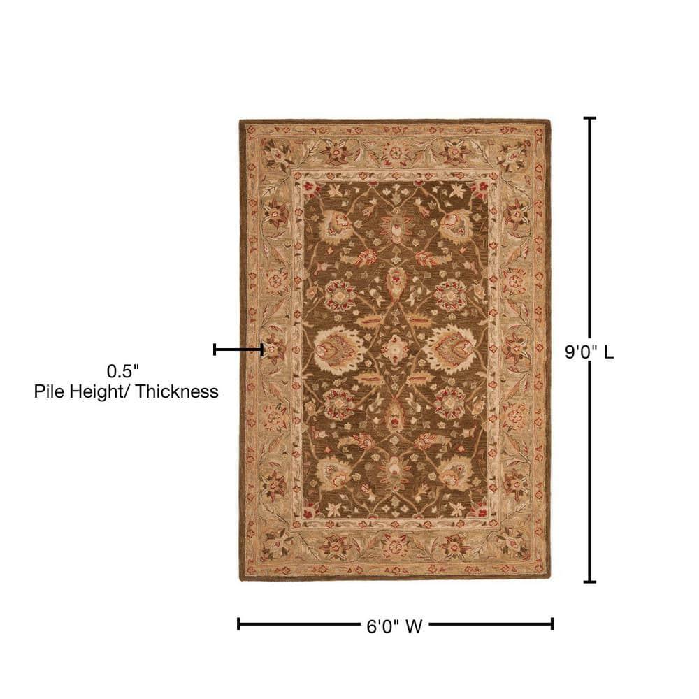 SAFAVIEH Anatolia Venice Traditional Wool Area Rug, Brown/Green, 6' x 9'