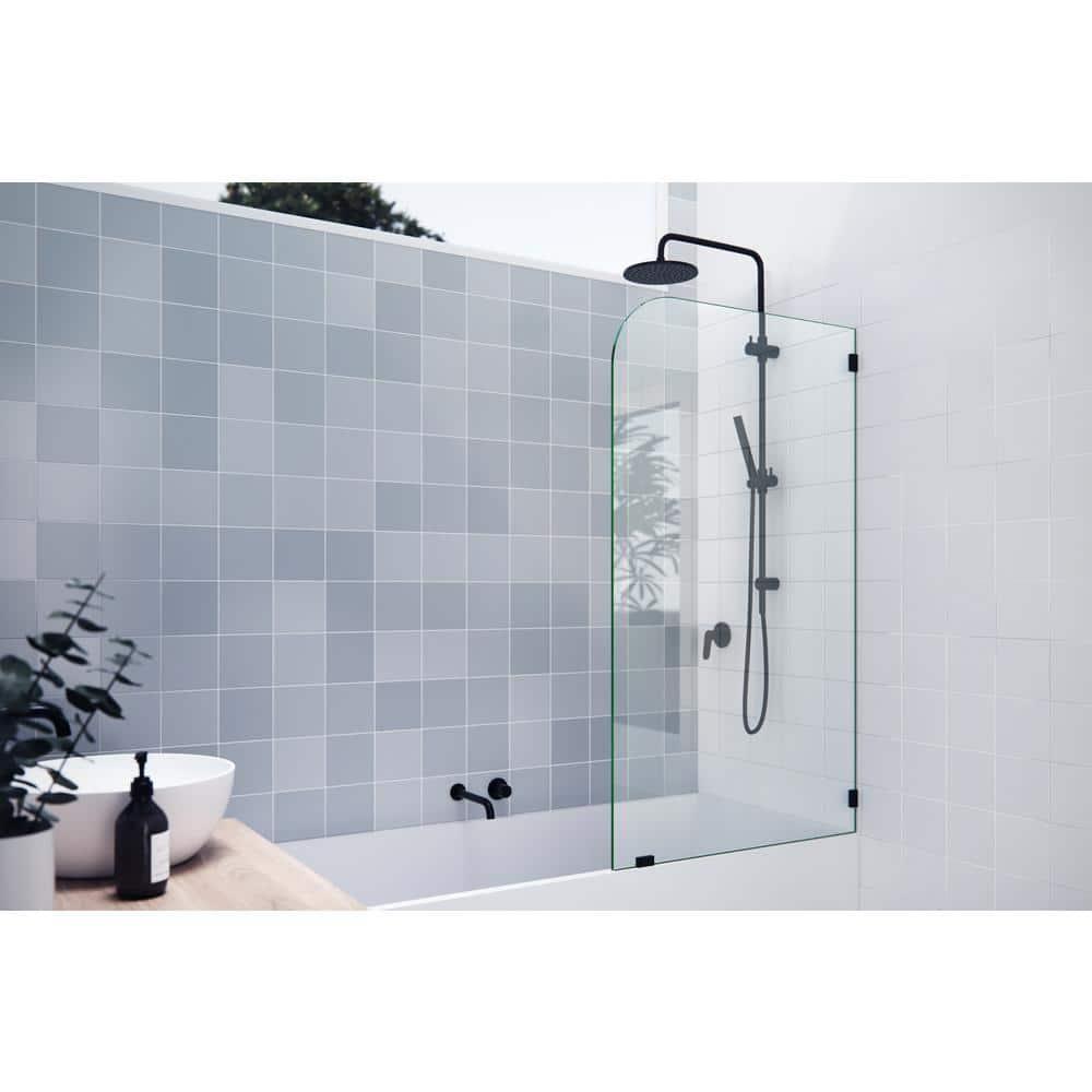 Solaris 34 in. x 58.25 in. Frameless Clear Fixed Radius Single Fixed Bath Panel