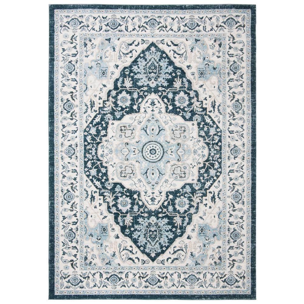 Isabella ISA936 Power Loomed Area Rug - Navy/Creme - 4'x6' - Safavieh
