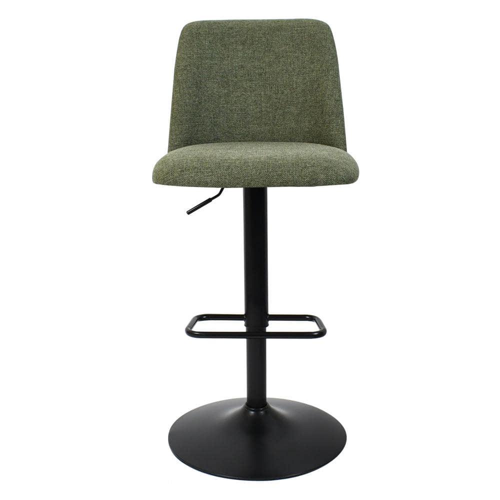 24"-33" Bruno Green Upholstered Swivel Adjustable Height Barstools (Set of 2) -Maison Boucle