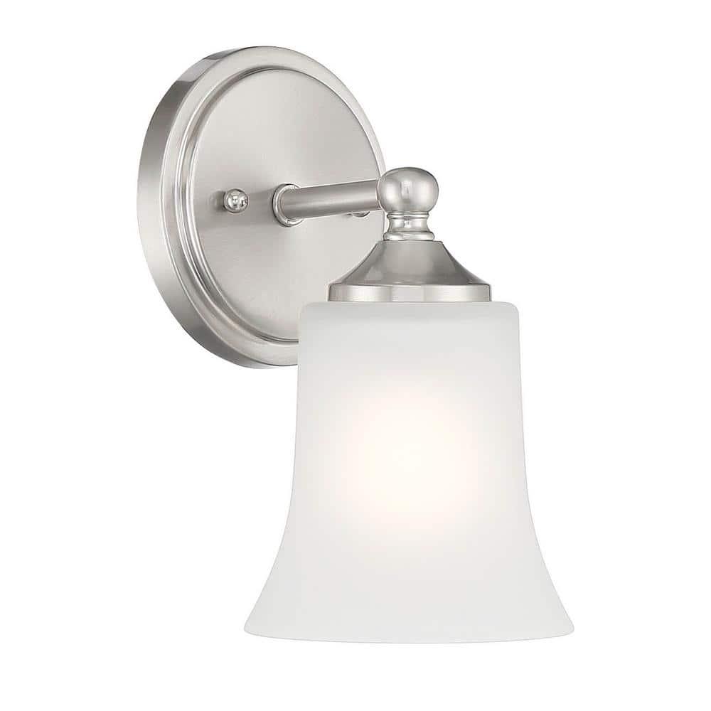 Designers Fountain Bronson 1 Light Brushed Nickel Wall Sconce Light, D278M-WS-BN