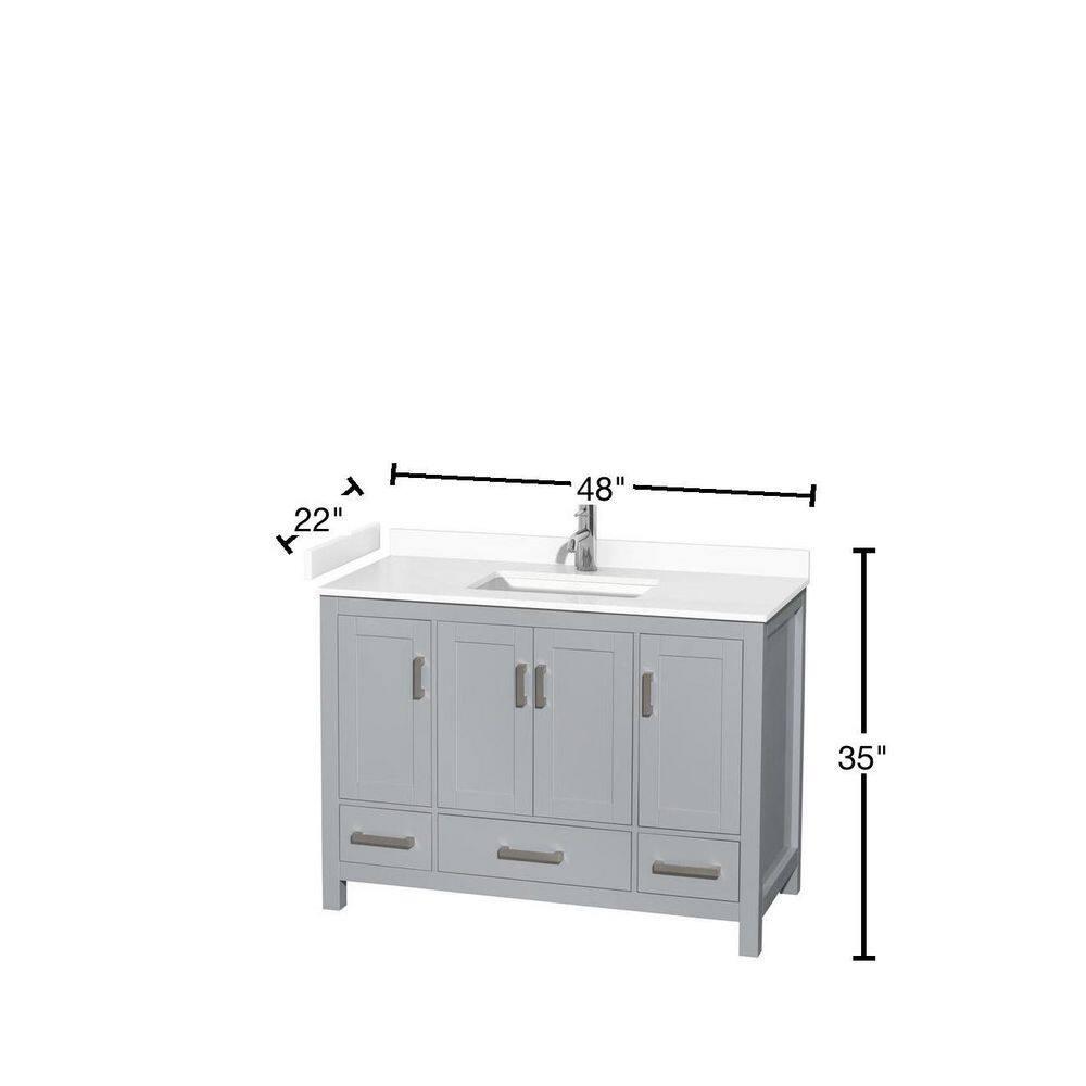 Wyndham Collection Sheffield 48" Freestanding Single Bathroom Vanity with Cultured Marble Top