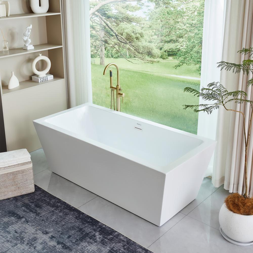 Orion 59'' x 30'' Freestanding Soaking Acrylic Bathtub
