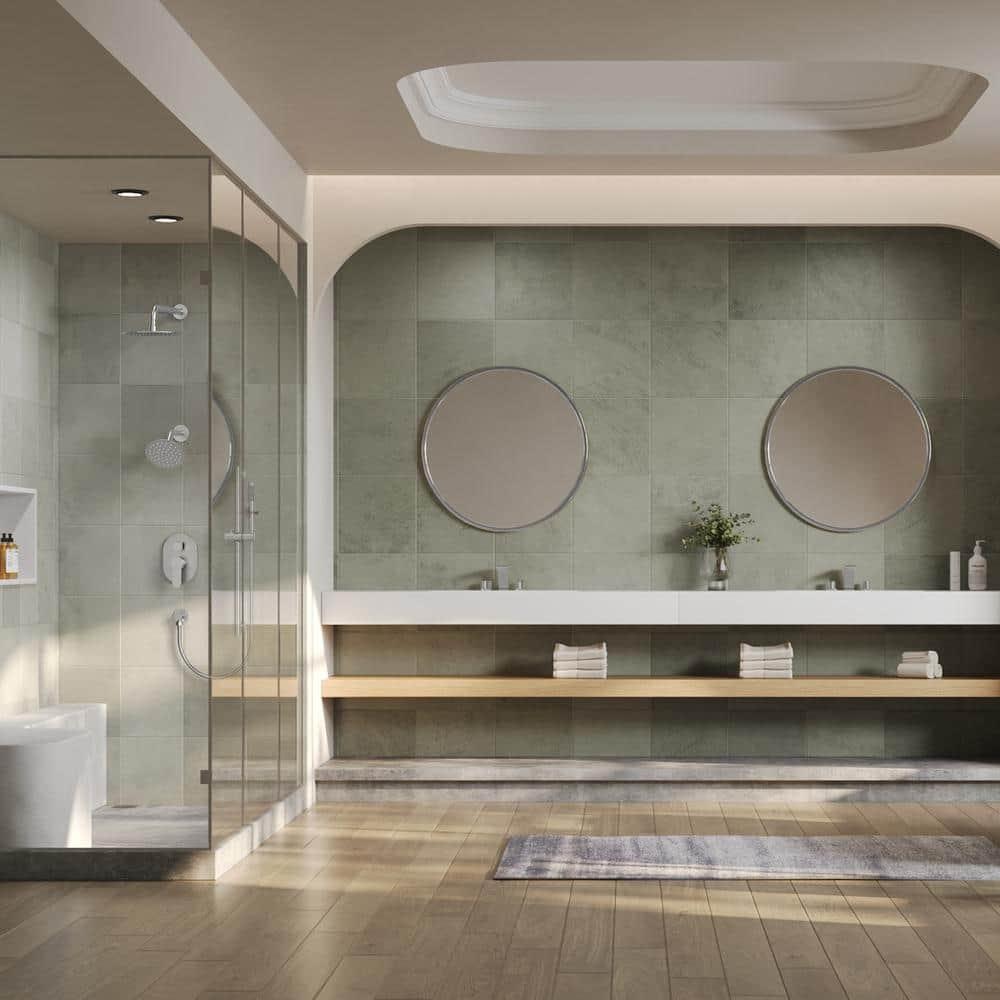 DualJetSpa 3-Function Round 10" & 6" Dual Shower Faucet System with Pressure Balancing Rough-In Valve