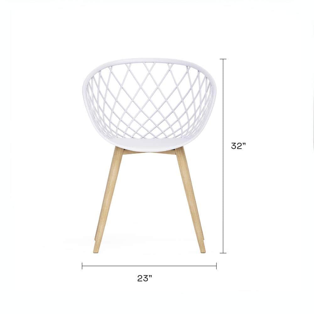 Set of 2 Kurv Chair White - Jamesdar: Mid-Century Modern Armchairs, Steel Legs, Non-Upholstered