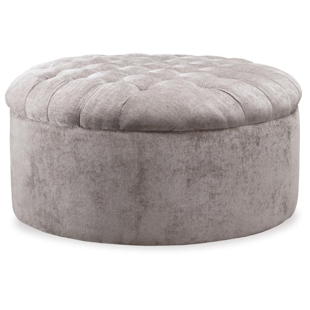 Signature Design by Ashley Contemporary Carnaby Oversized Accent Ottoman Chenille Linen