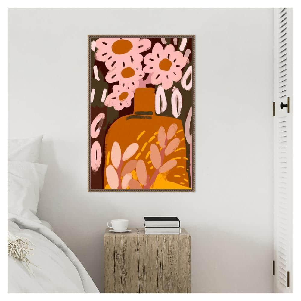 23"x33" Pastel Flower Impression No by Treechild Framed Canvas Wall Art Print Bronze - Amanti Art