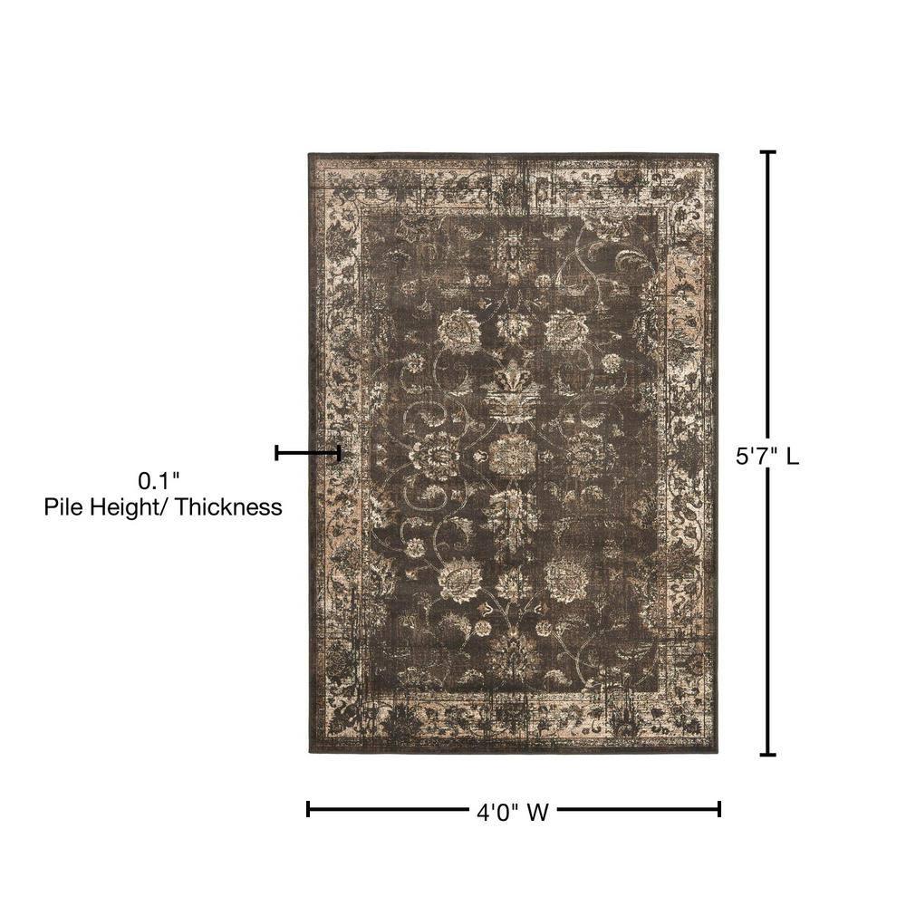 Vintage VTG117 Power Loomed Indoor Skid-Resistant Area Rug - Soft Anthracite - 4'x5'7" - Safavieh
