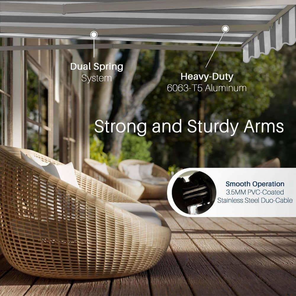 ALEKO Motorized Retractable Outdoor Awning with White Frame