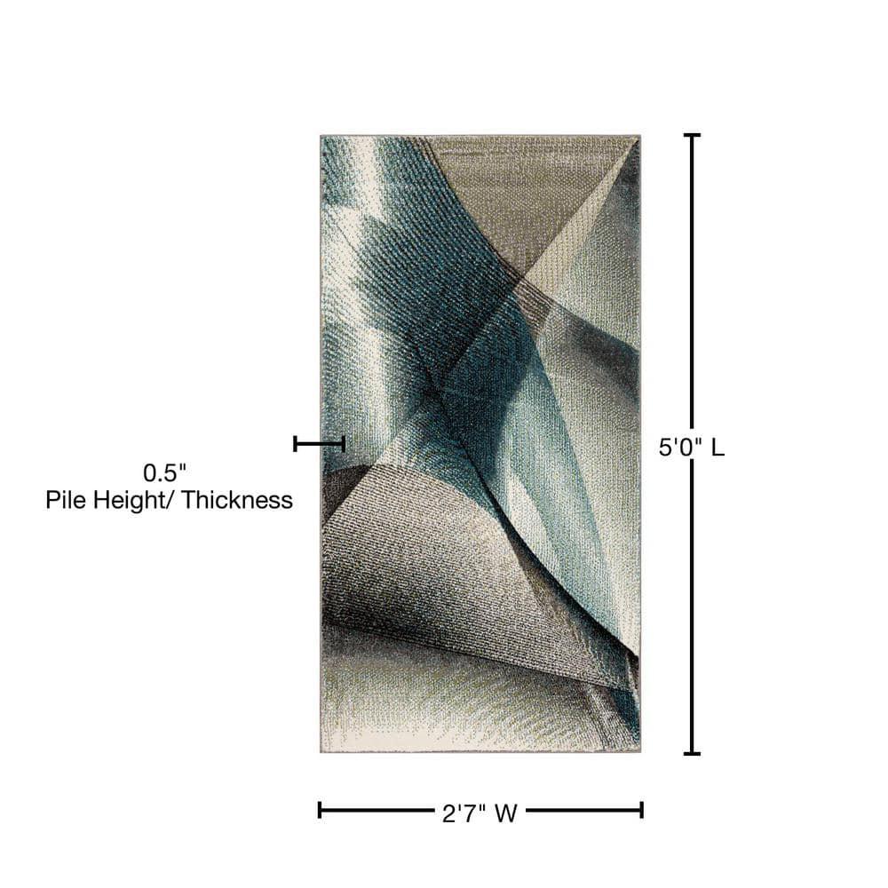 Hollywood HLW715 Machine Made Accent Rug - 2'7"x5' - Grey/Teal - Safavieh