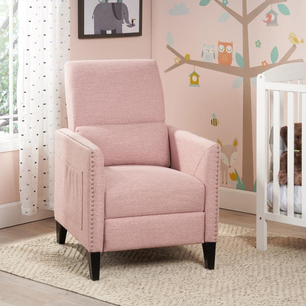 Alscot Contemporary Push Back Recliner Light Pink - Christopher Knight Home: Upholstered Accent Chair, 250lb Capacity
