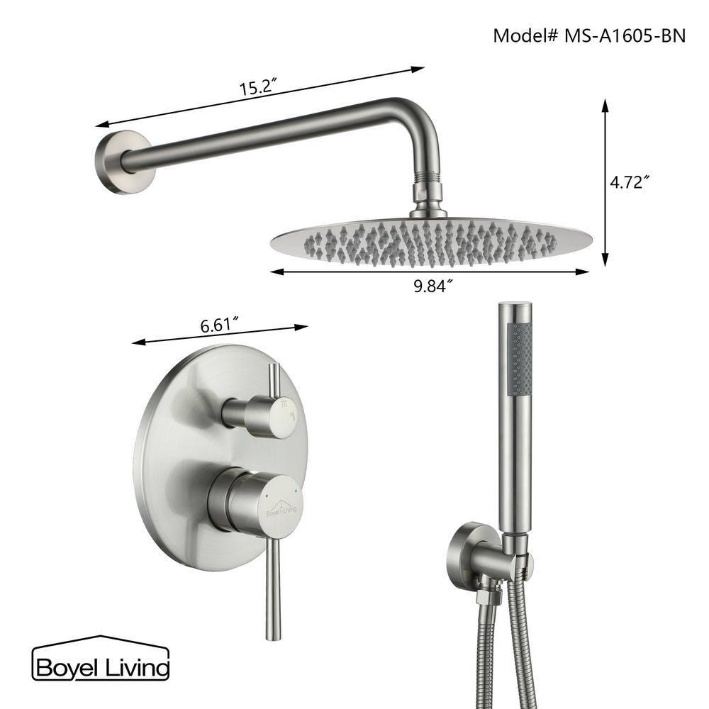 Pressure-Balanced Complete Shower System with 10-Inch Rain Shower Head, Handheld, Rough-in Valve