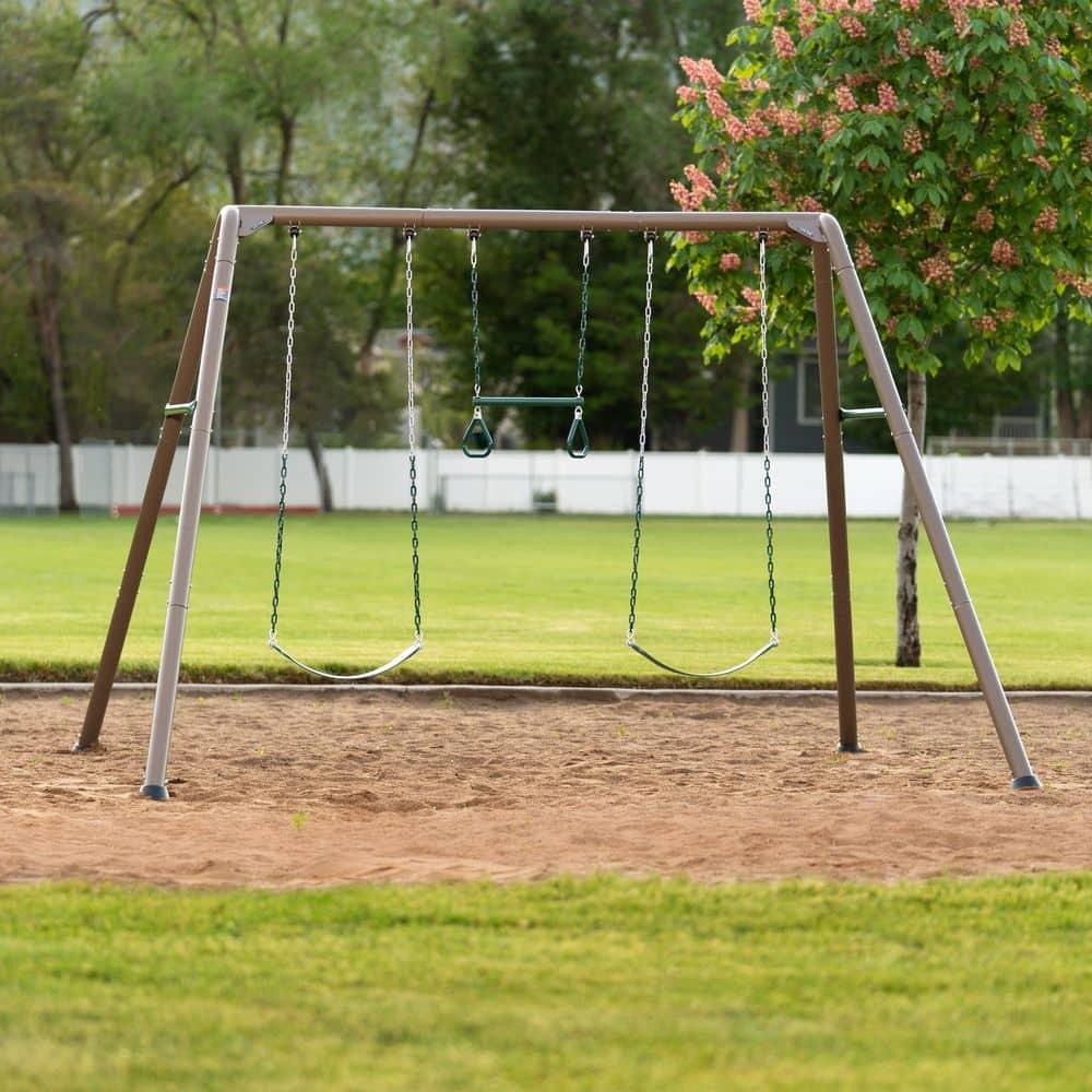 Lifetime Kids 7.3 ft. High Metal Swing Set with Belt Swings (90952)