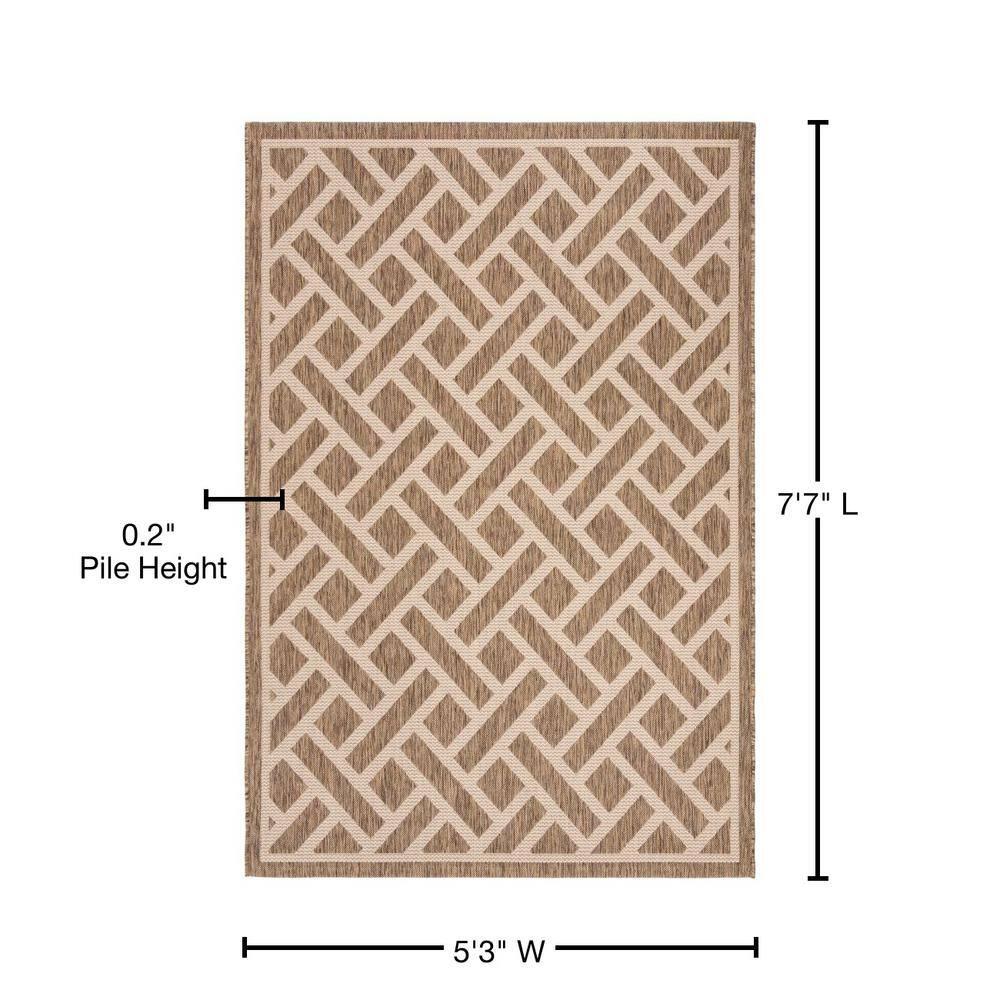 Courtyard CY6306 Power Loomed Indoor/Outdoor Area Rug - Brown/Light Beige - 5'3"x7'7" - Safavieh.