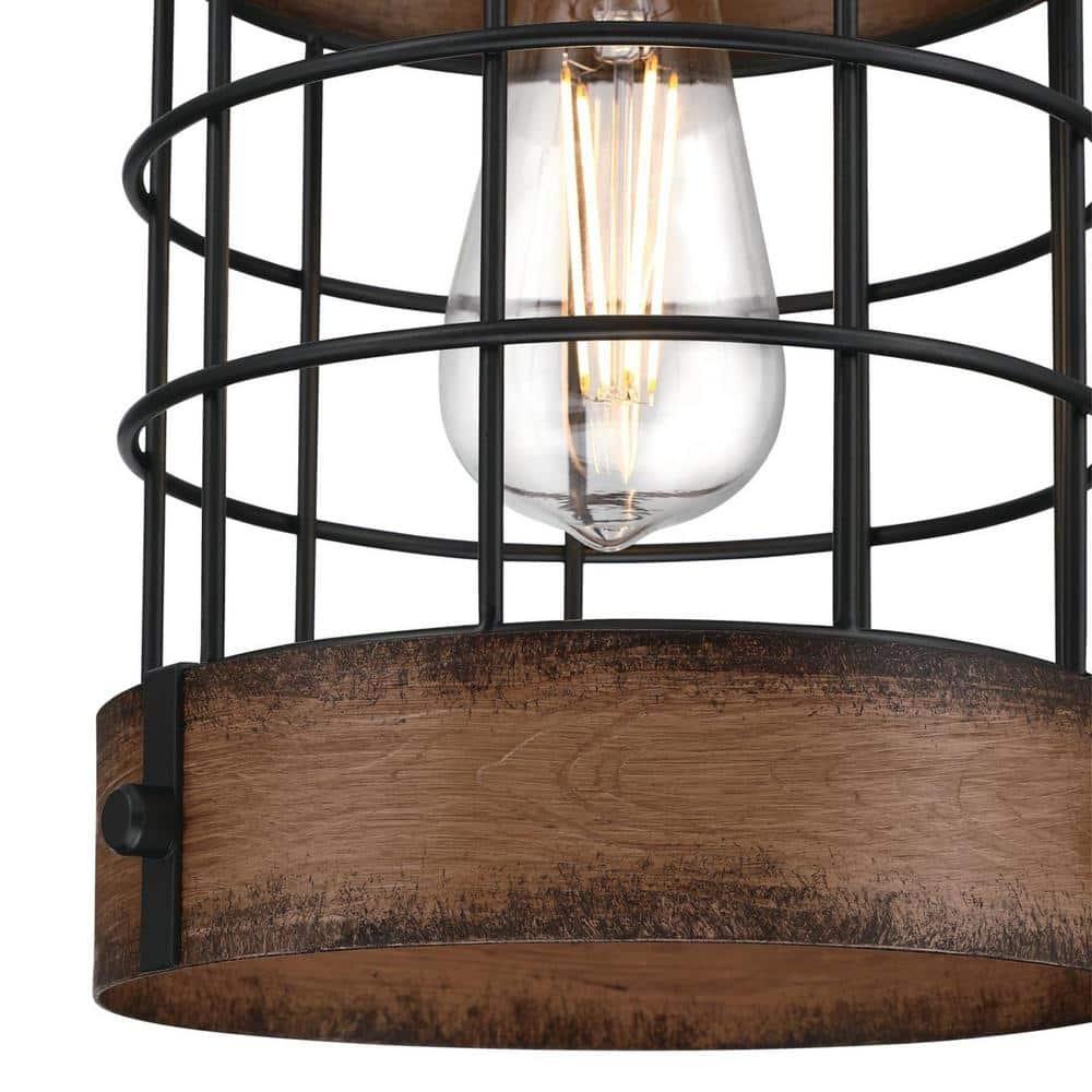 Westinghouse Lighting 6117900 Langston One-Light Indoor Pendant with Barnwood Accents, Matte Black