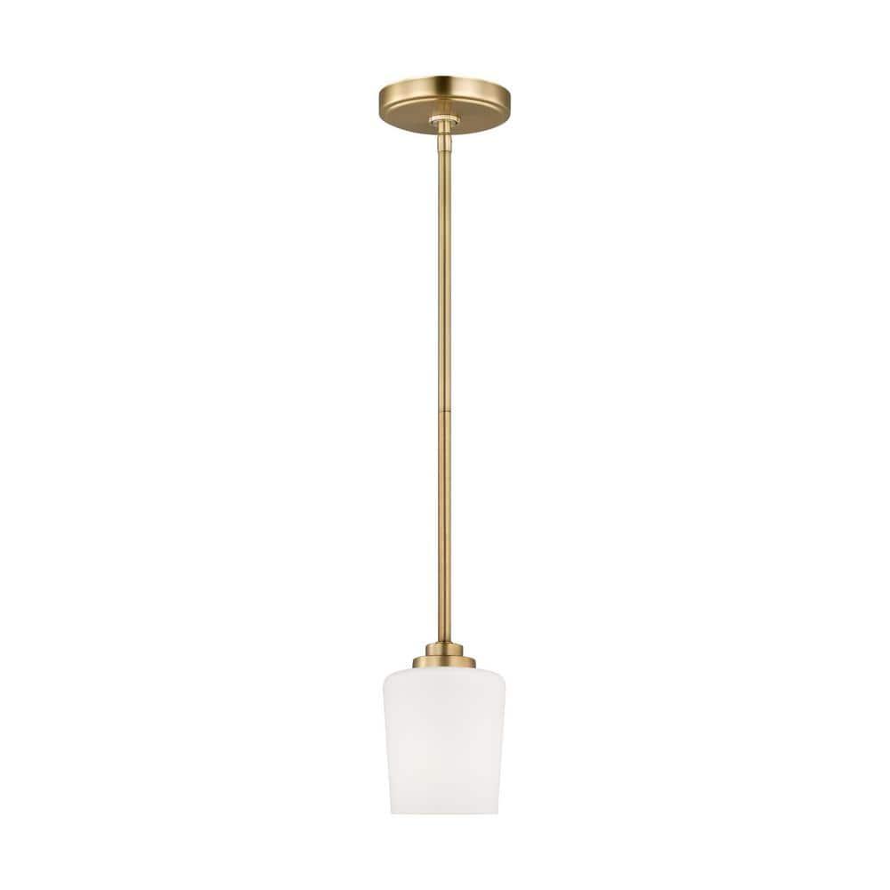 Satin Brass Windom Mini-Pendant with Etched White Glass