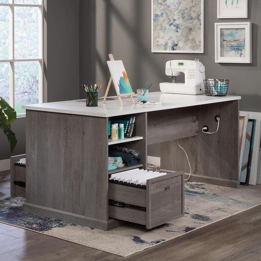 Sauder Craft Pro Engineered Wood Craft Table in Mystic Oak Finish