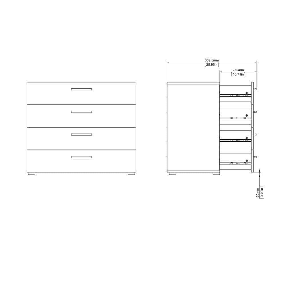 Tvilum Loft 4 Drawer Chest Dresser for Adults, Black Woodgrain
