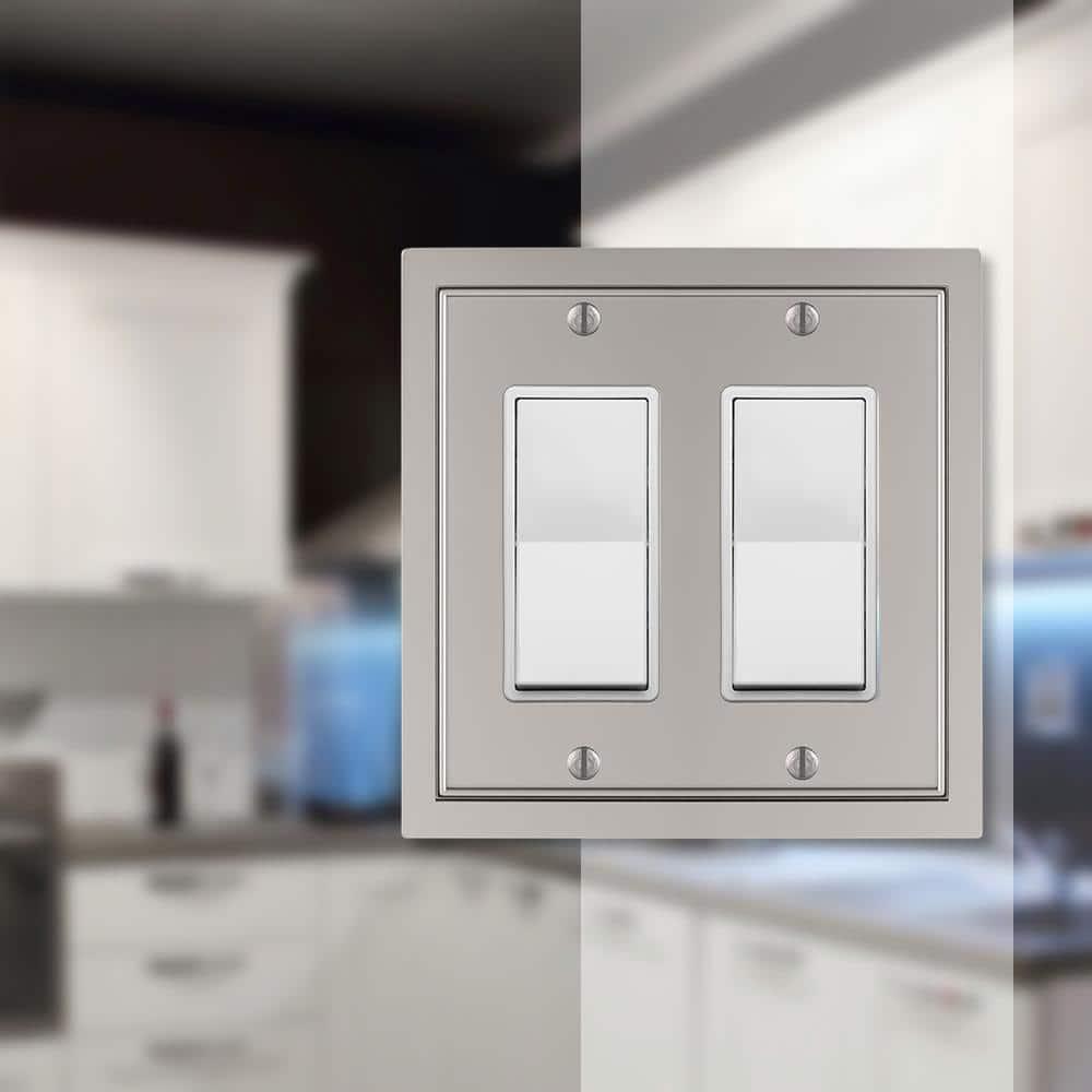 Amerelle 900RRN Shaker Wallplate, 2 Rocker, Cast Metal, Satin Nickel, 1-Pack