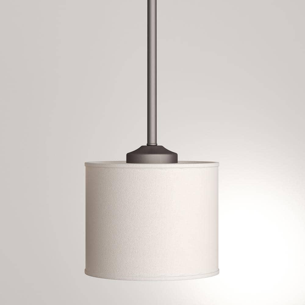 Progress Lighting, Inspire Collection, 1-Light Mini-Pendant, Antique Bronze, Off-White Linen Fabric Shade