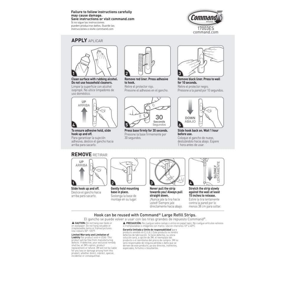 Command Large Utility Hook, White, Damage Free Decorating, 1 Hook and 2 Command Strips