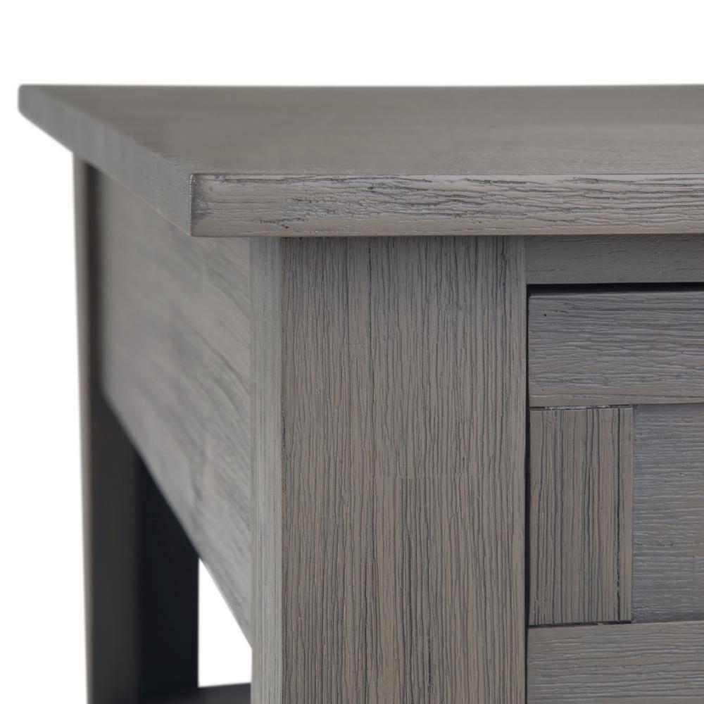 Simpli Home Monroe 38"W Solid Acacia Rustic Square Coffee Table with Large Drawer and Open Shelf