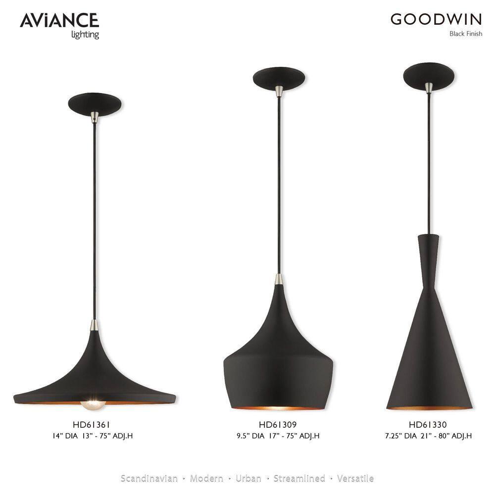 Livex Lighting Metal Shade 1 - Light Chandelier in  Black
