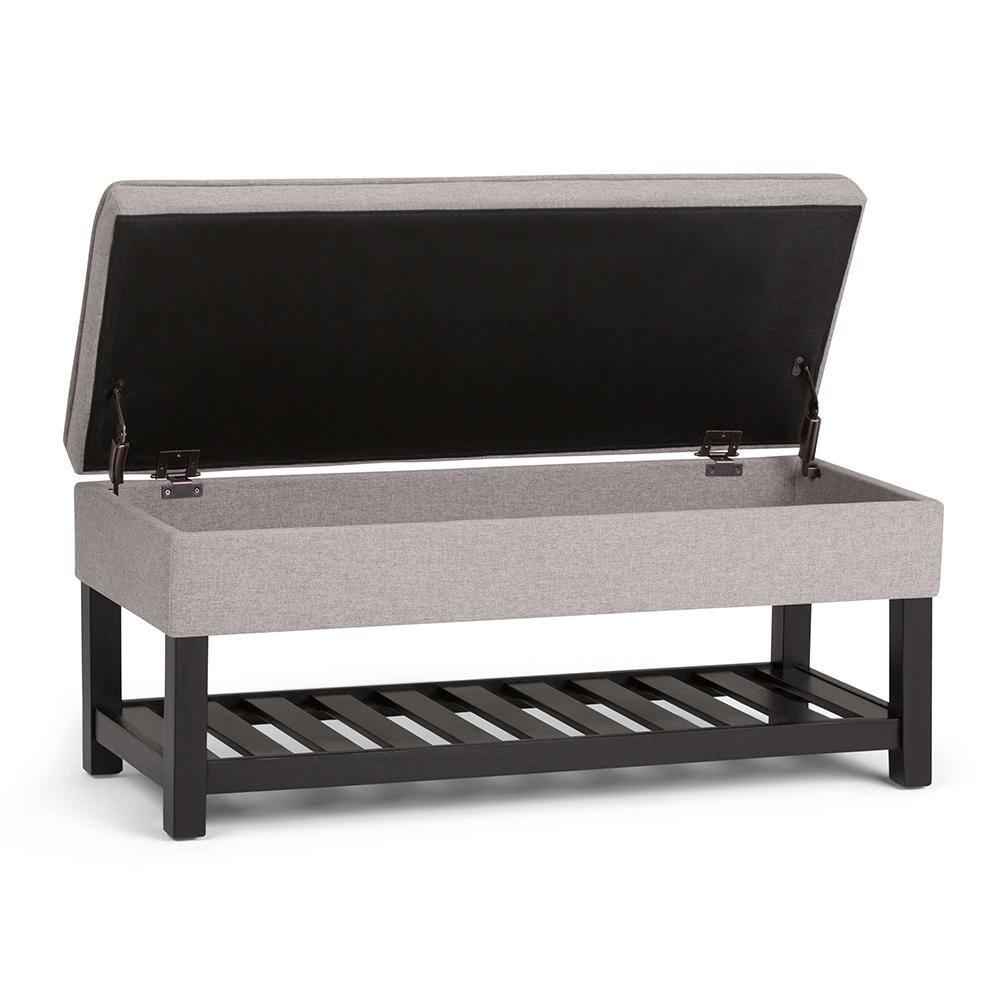 Simpli Home Cosmopolitan 44"W Transitional Tufted Storage Ottoman Bench with Lift Top