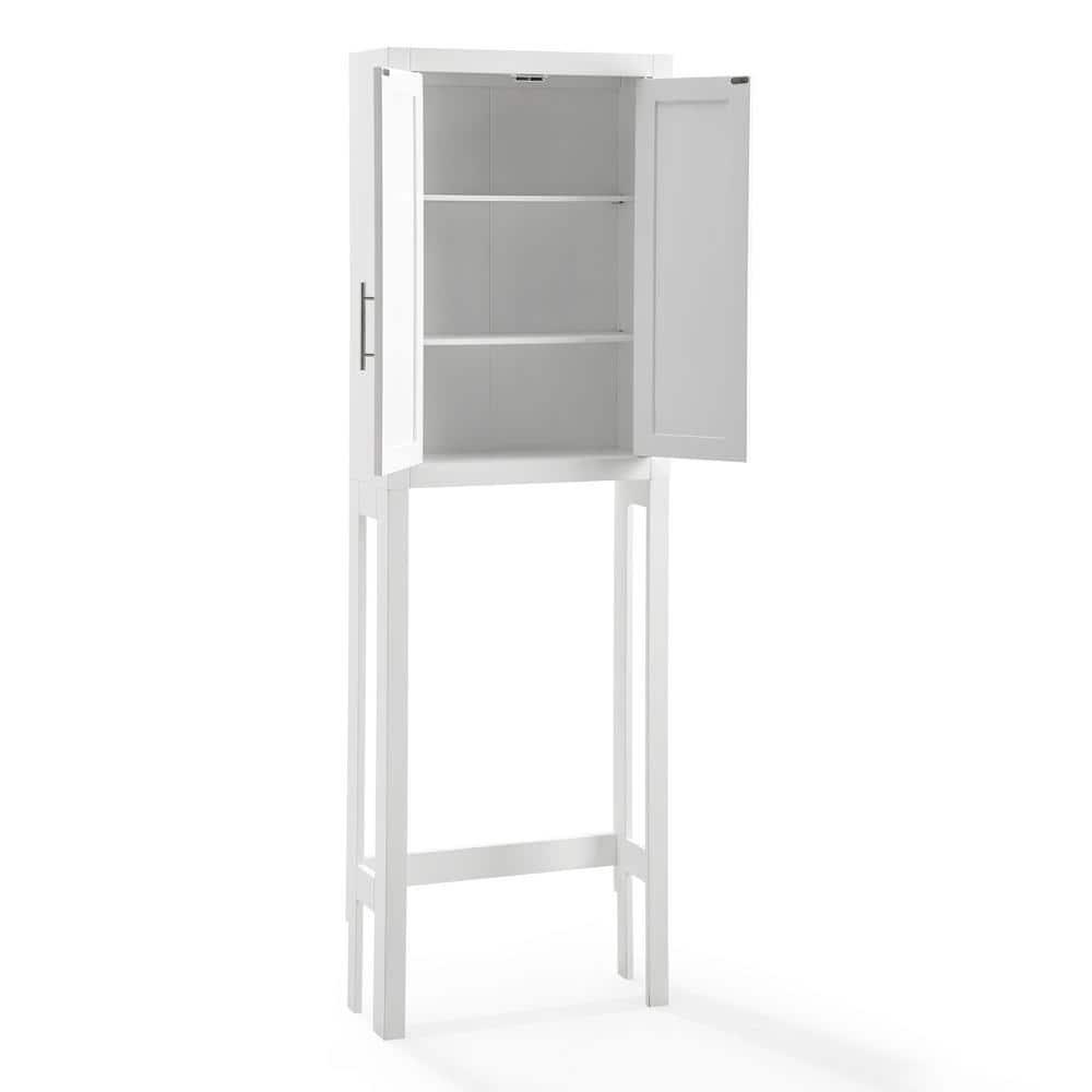 Savannah Space Saver White - Crosley: Bathroom Etagere with Adjustable Shelves, MDF Frame, Anti-Tip Hardware