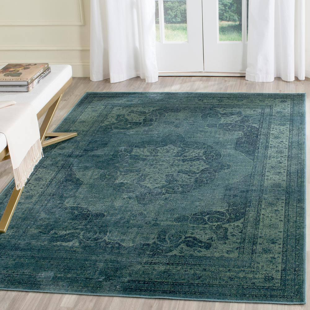 Vintage VTG158 Power Loomed Area Rug - Blue/Multi - 6'7"x9'2" - Safavieh.