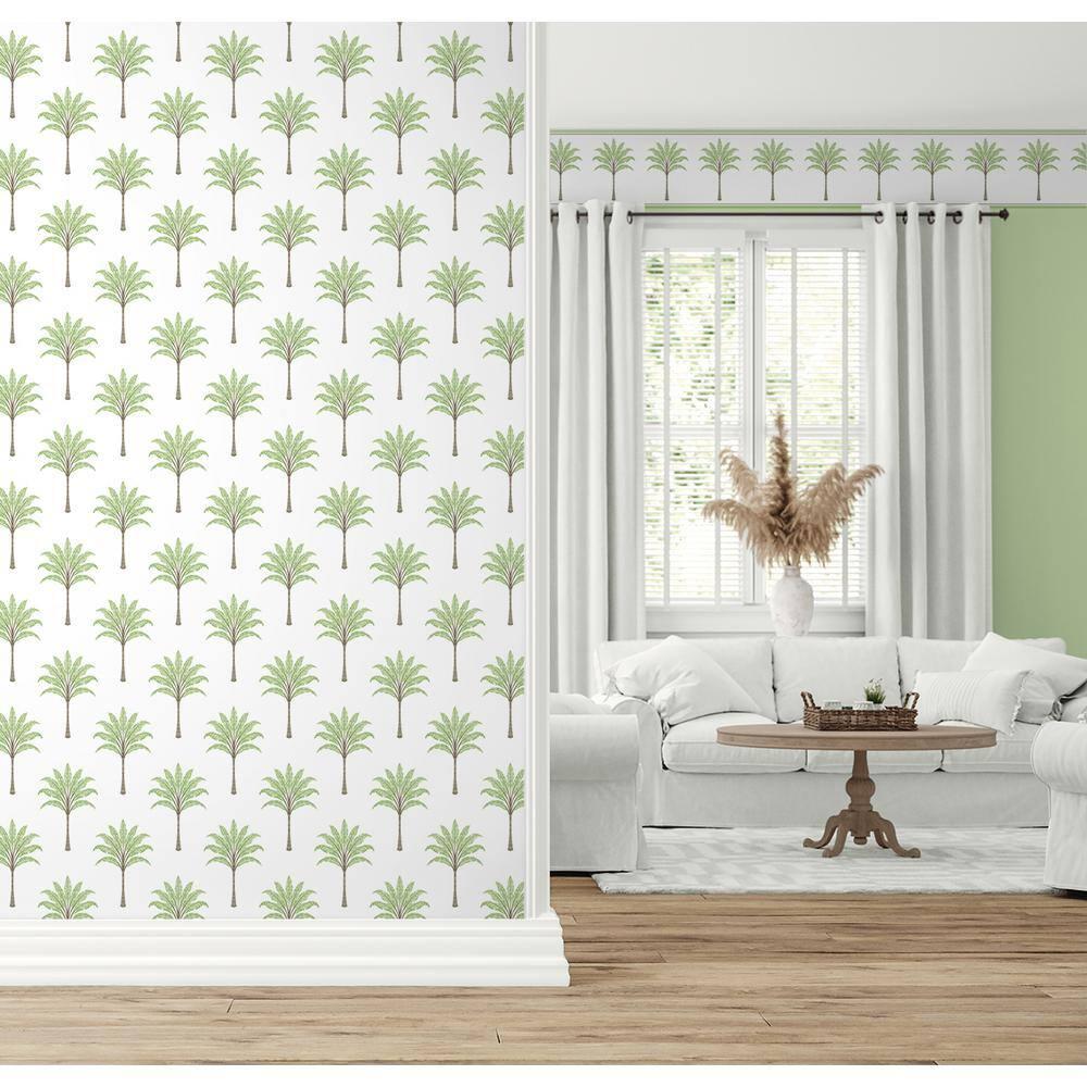 Harry & Grace Green Tea Montgomery Palm Peel and Stick Wallpaper Border