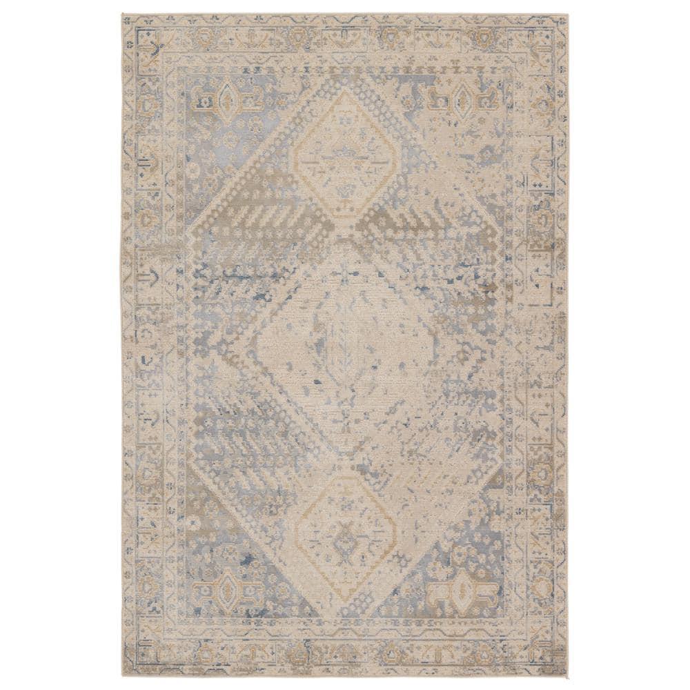 Enchanted Medallion Light Gray Wool-Blend 2'6"x8' Outdoor Runner Rug