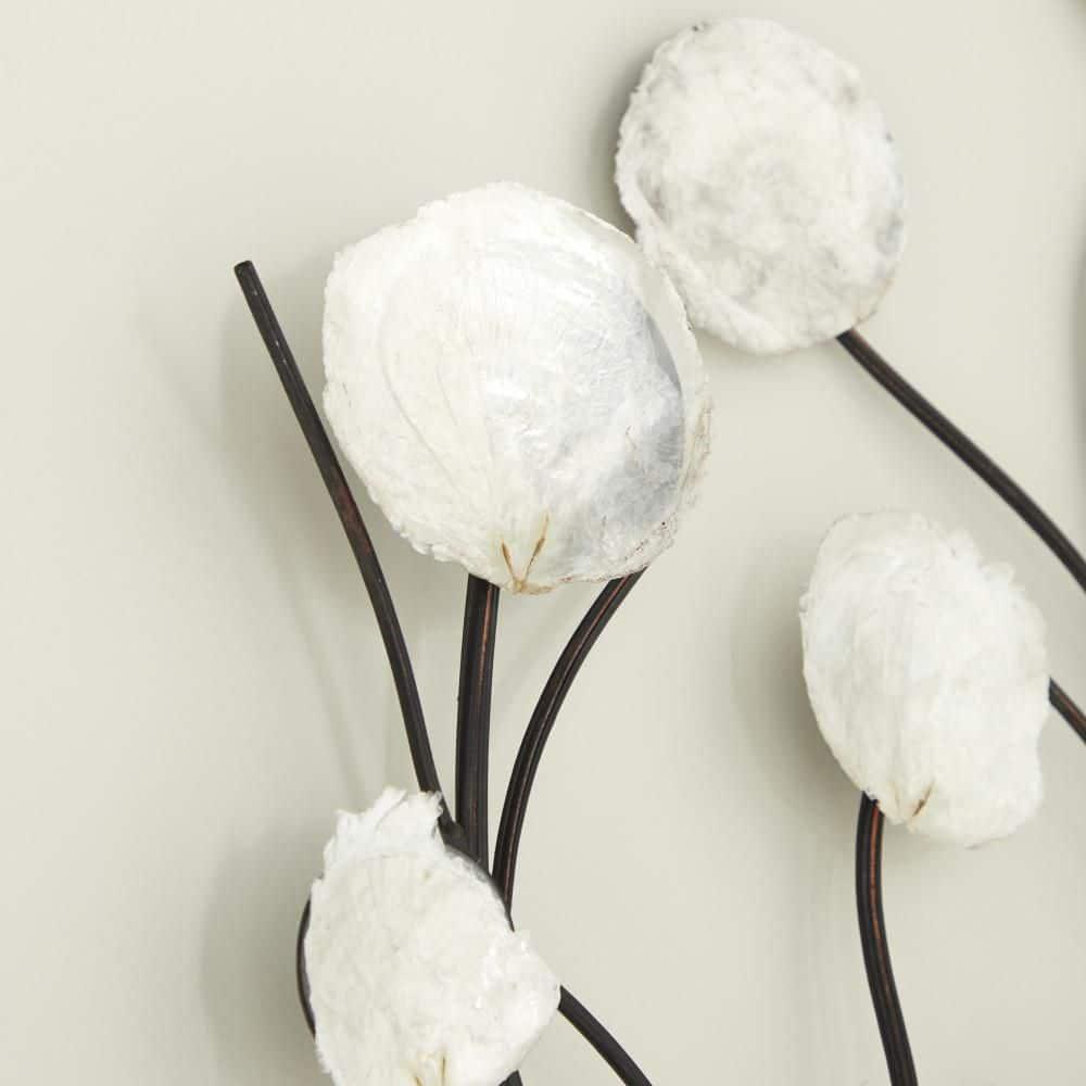 Metal Floral Wall Decor with Capiz Accents White - Olivia & May