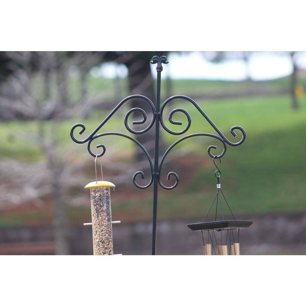 Ashman 91 Inch Shepard's Hook Floral Design Ground Stake Plant Hanger, 2 Pack