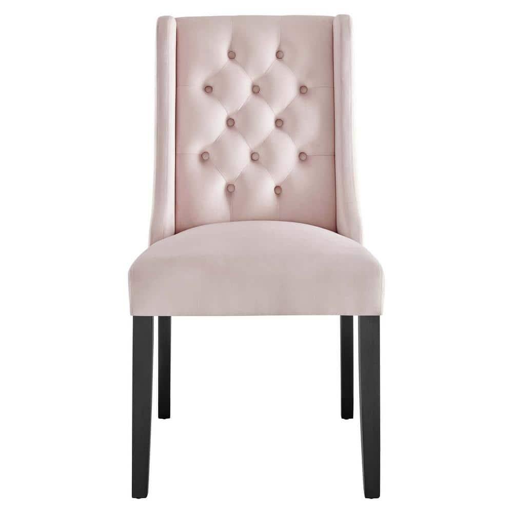 Set of 2 Baronet Performance Velvet Dining Chairs Pink - Modway: Rubberwood Frame, Upholstered, Spot Clean