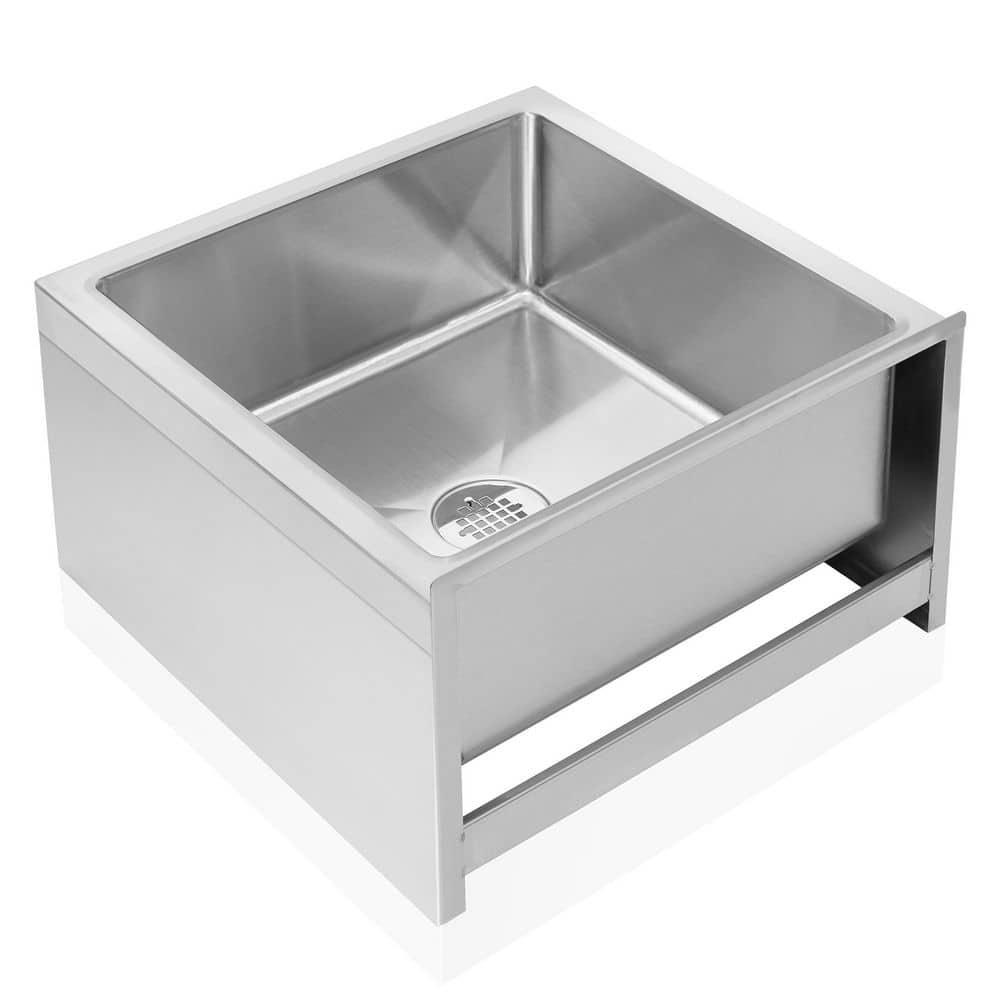 GRIDMANN 19'' L x 22'' W Floor Sink with Backsplash REST-SINK-MP-GR20