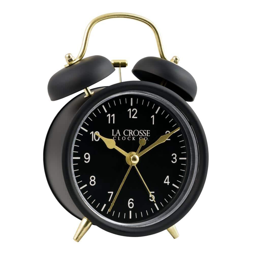 La Crosse Technology Analog Quartz Movement / Crystal Tabletop Clock with Alarm in Black