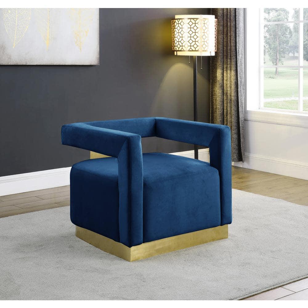Connor Velvet Upholstered Accent Chair in Blue