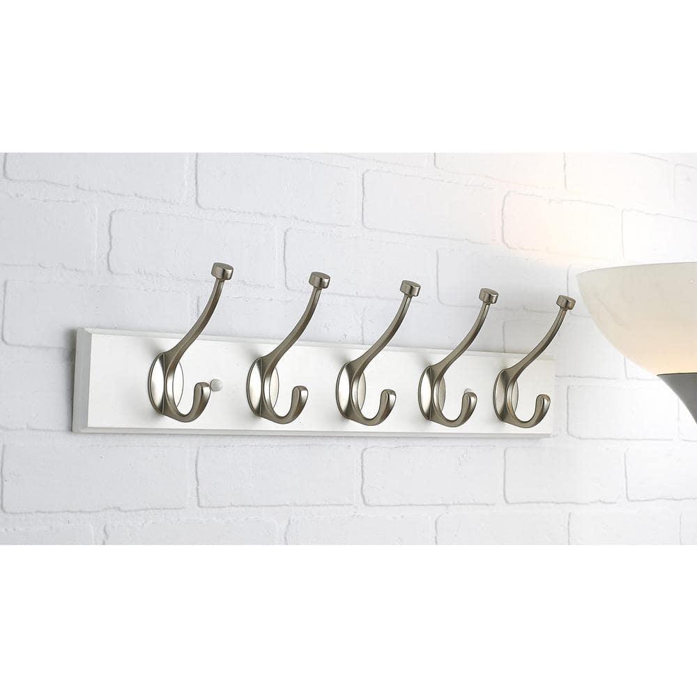 25-5/8 in. (650 mm) White and Brushed Nickel Transitional Hook Rack