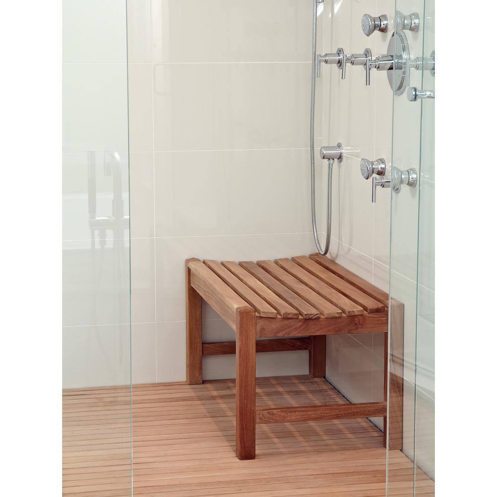 Elite 35.5 in. Natural Teak Wood Outdoor Backless Bench