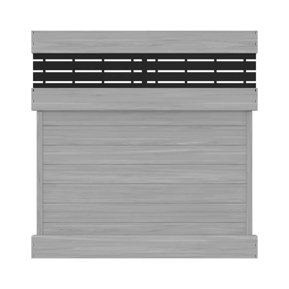 Driftwood Gray Vinyl Privacy Fence Panel with Decorative Screen