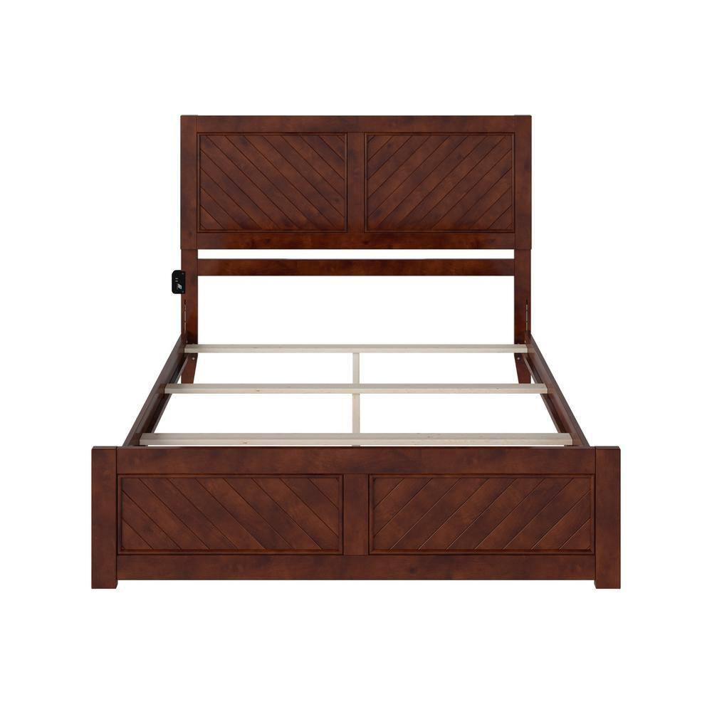 AFI Canyon Walnut Solid Wood Foundation Bed Frame with Matching Footboard, Queen