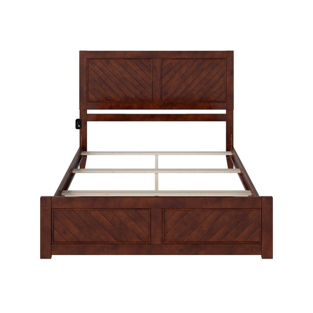 AFI Canyon Walnut Solid Wood Foundation Bed Frame with Matching Footboard, Queen