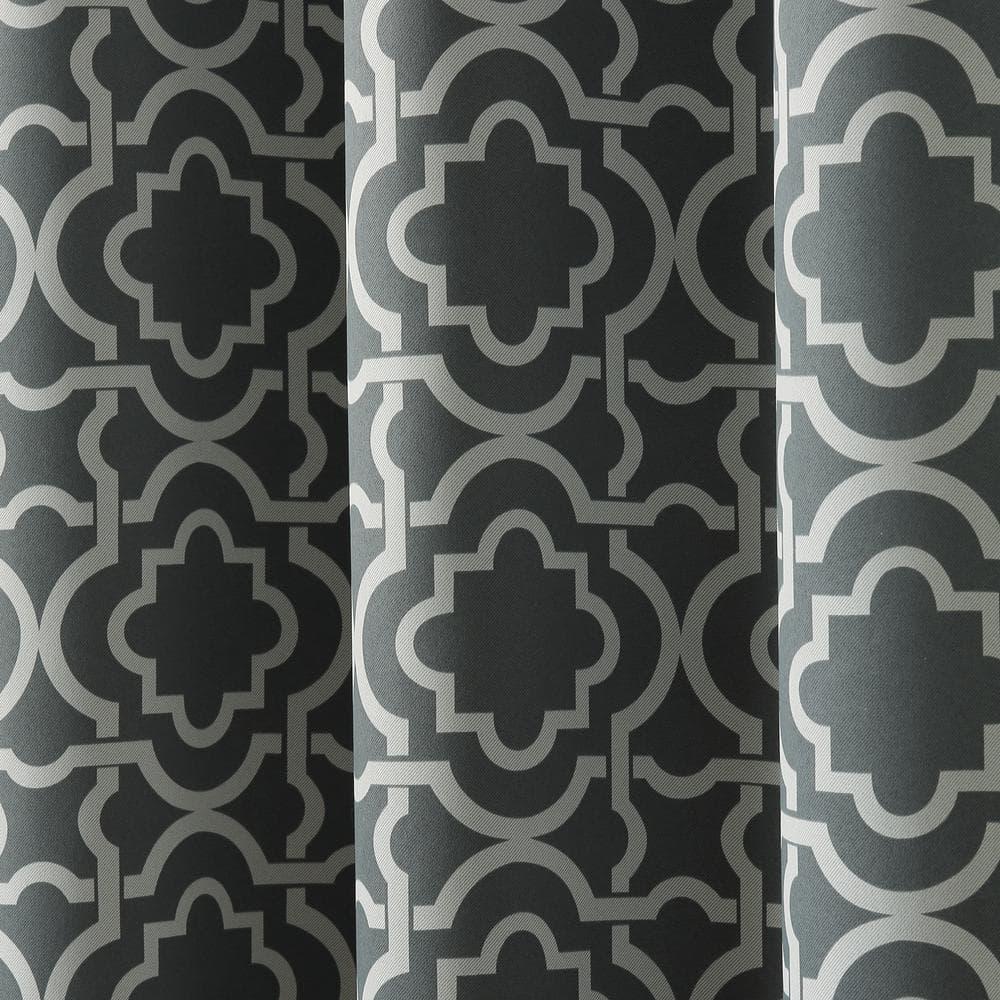 40"x84" Sun Zero Blackout Barnett Trellis Grommet Curtain Panel Gray: Thermal Insulated, Energy Efficient, Noise Reduction