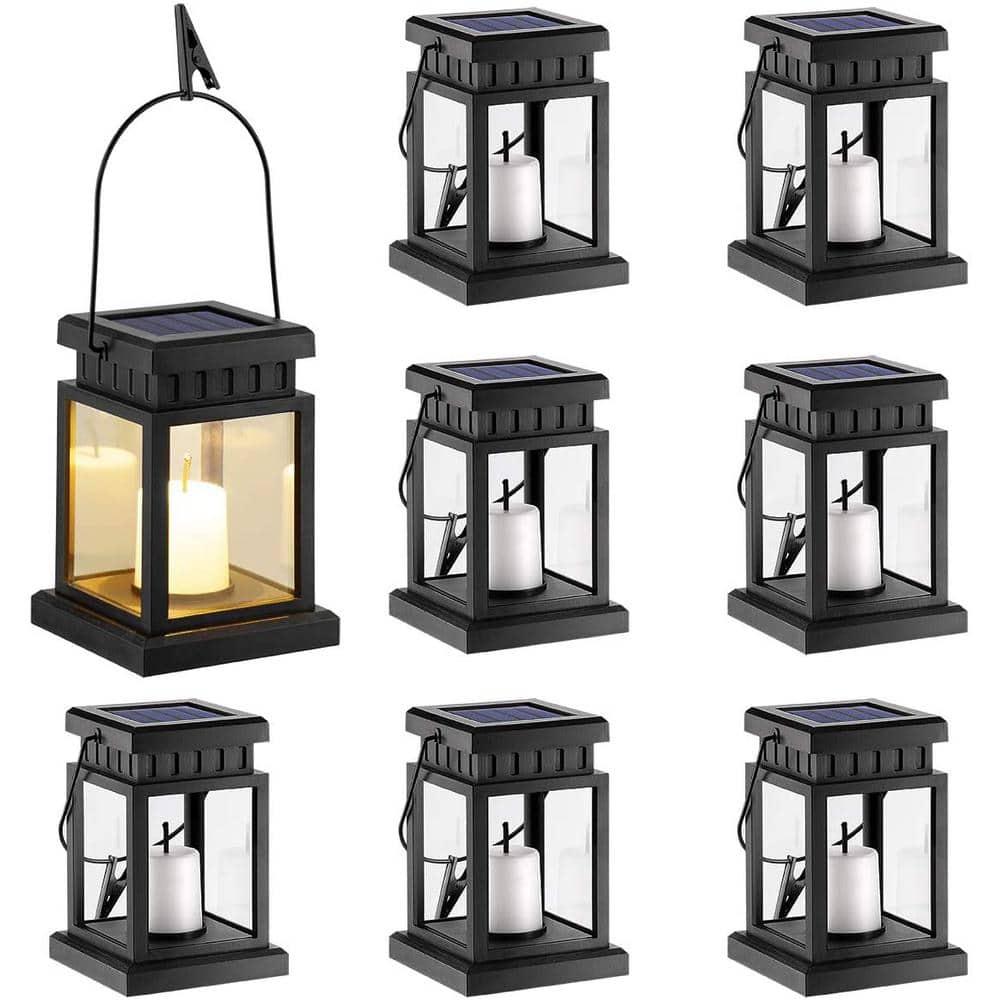 Gigalumi Solar Outdoor Hanging Lanterns with Stake, Rust Resistant, 8 Count