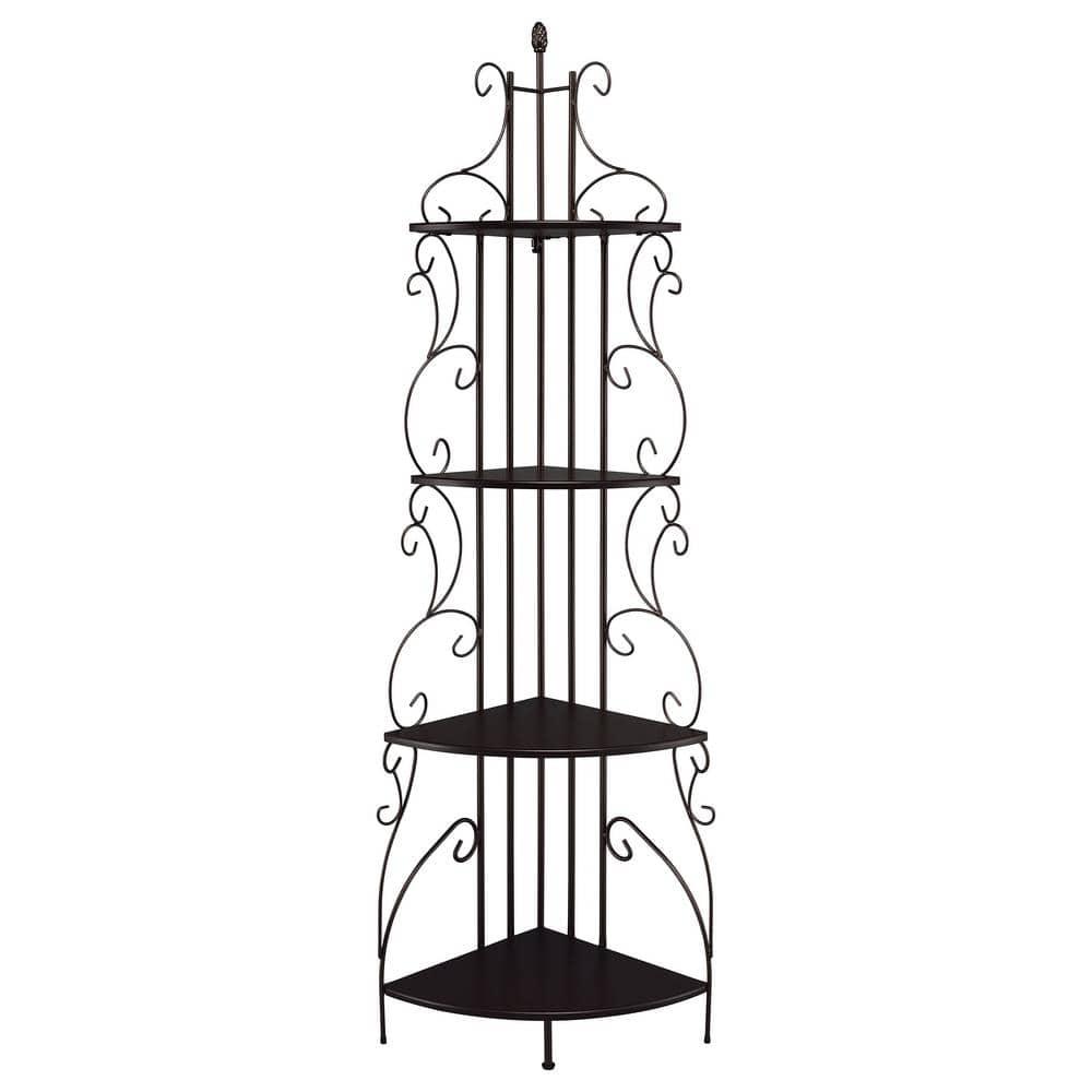 Coaster 4 Shelves Traditional Metal Corner Bookcase in Copper