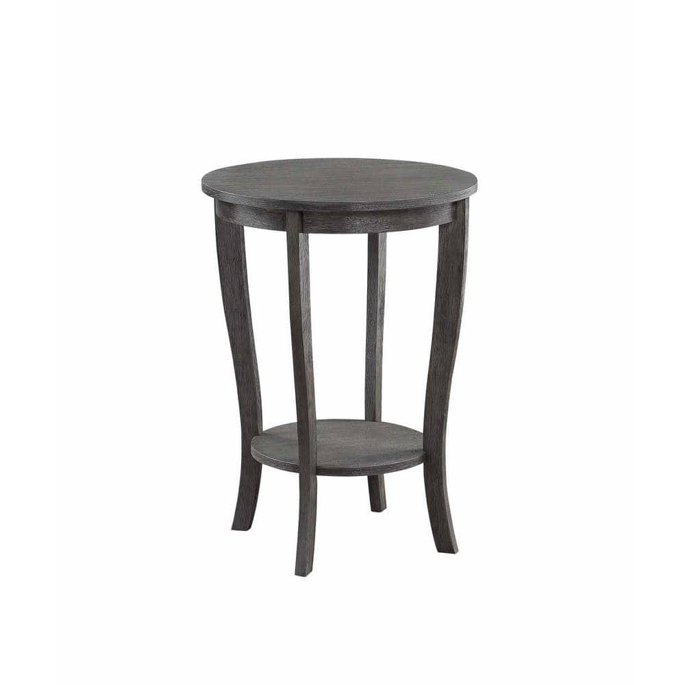 American Heritage Round End Table Dark Gray Wirebrush