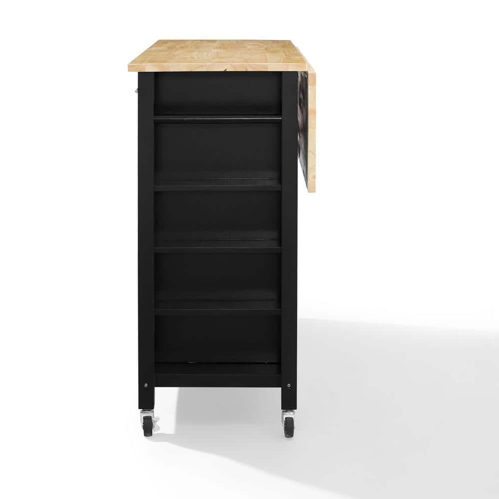 Crosley Furniture Savannah Wood Top Drop Leaf Kitchen Island/Cart in Black