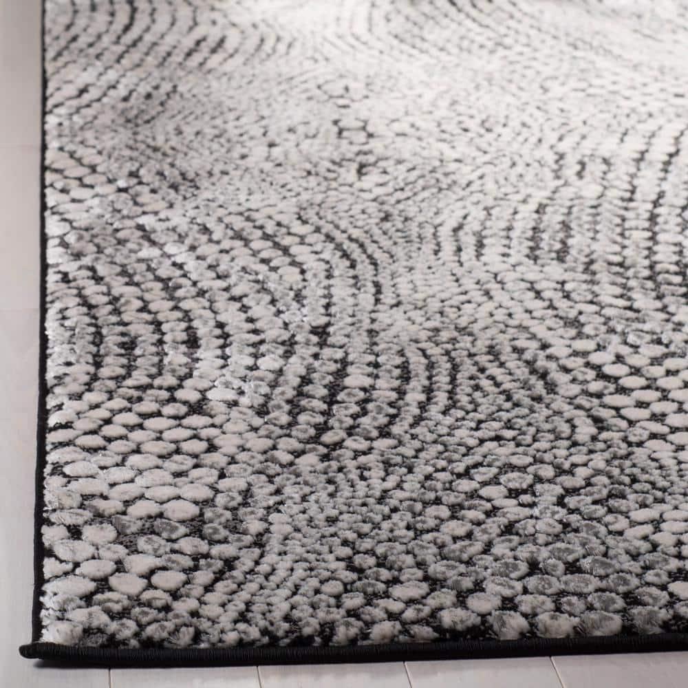 Lurex LUR185 Power Loomed Area Rug - Black/Light Grey - 4'x6' - Safavieh.
