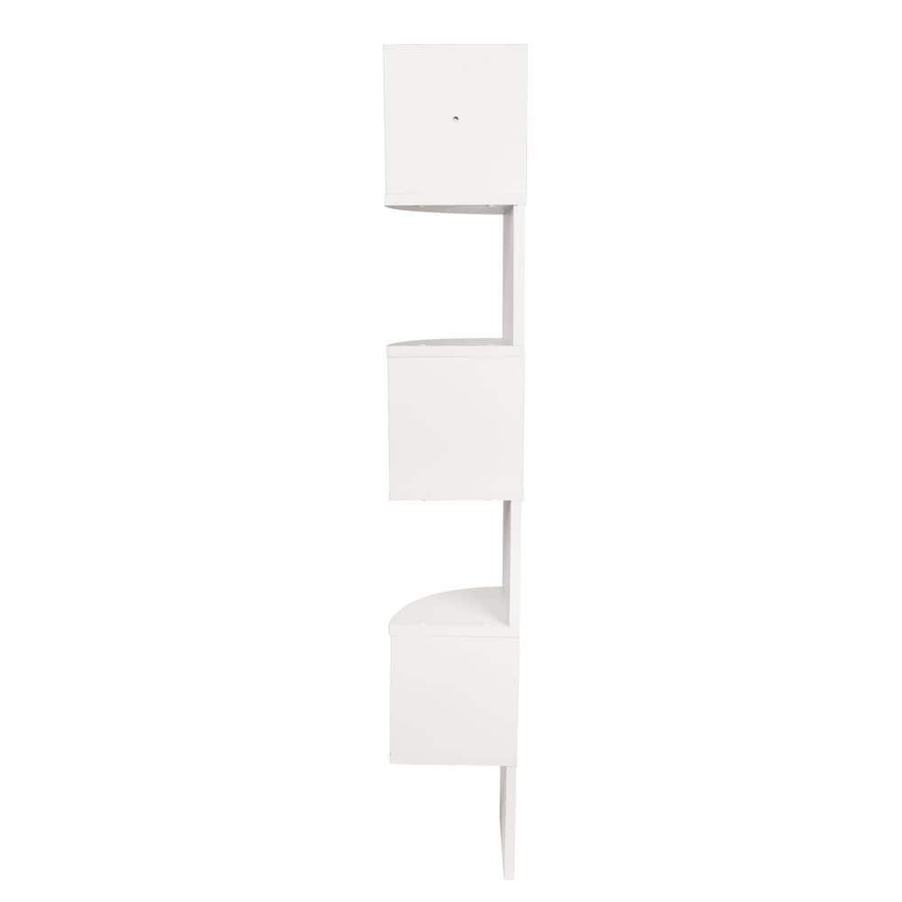 Danya B. 48.5" x 7.7" Corner Zig Zag Decorative Wall Shelf White: Modern Laminated MDF, 5-Tier Storage